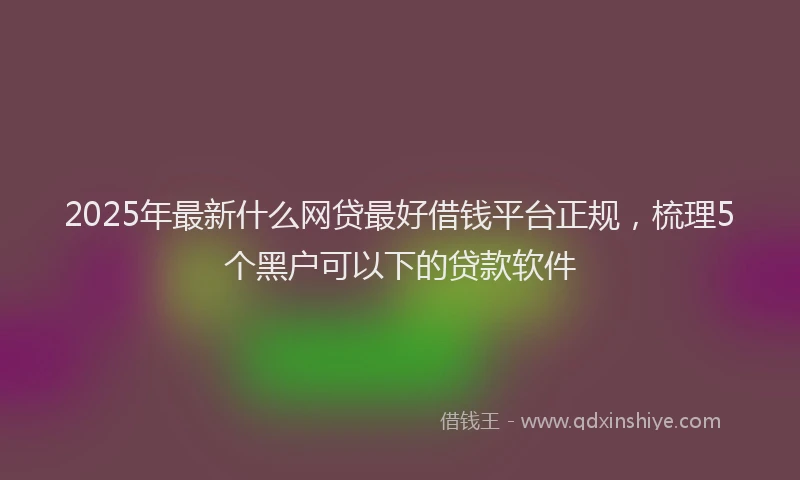 2025年最新什么网贷最好借钱平台正规，梳理5个黑户可以下的贷款软件