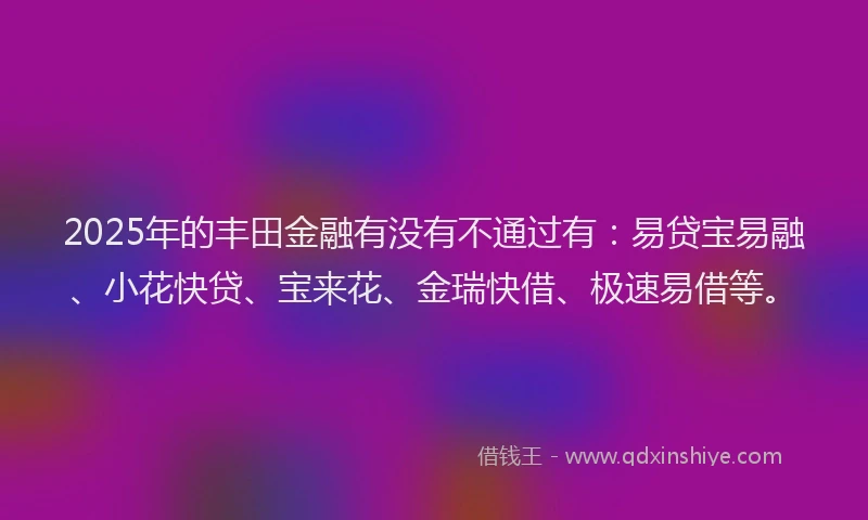 2025年的丰田金融有没有不通过有：易贷宝易融、小花快贷、宝来花、金瑞快借、极速易借等。