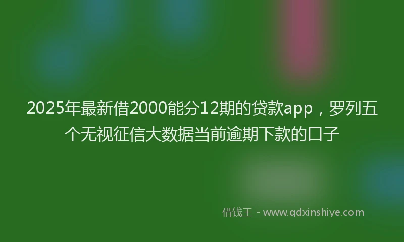 2025年最新借2000能分12期的贷款app，罗列五个无视征信大数据当前逾期下款的口子