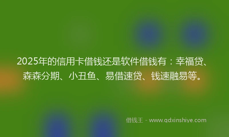 2025年的信用卡借钱还是软件借钱有：幸福贷、森森分期、小丑鱼、易借速贷、钱速融易等。