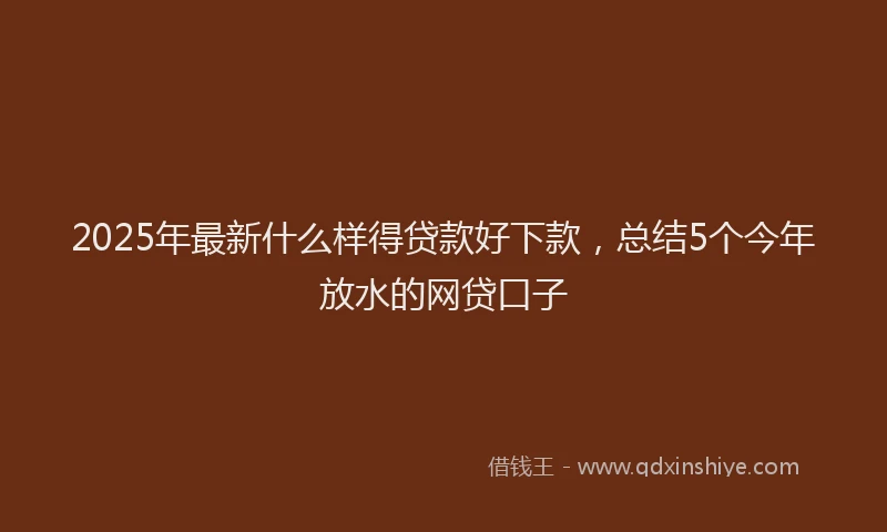 2025年最新什么样得贷款好下款，总结5个今年放水的网贷口子