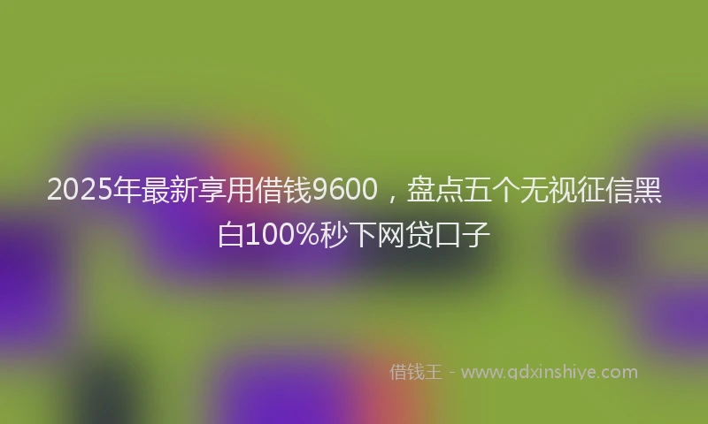 2025年最新享用借钱9600，盘点五个无视征信黑白100%秒下网贷口子