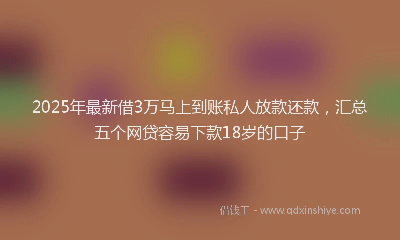 2025年最新借3万马上到账私人放款还款，汇总五个网贷容易下款18岁的口子