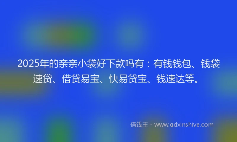 2025年的亲亲小袋好下款吗有：有钱钱包、钱袋速贷、借贷易宝、快易贷宝、钱速达等。