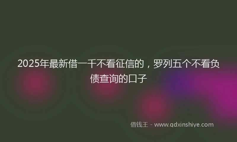 2025年最新借一千不看征信的，罗列五个不看负债查询的口子