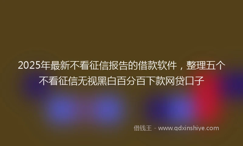 2025年最新不看征信报告的借款软件，整理五个不看征信无视黑白百分百下款网贷口子