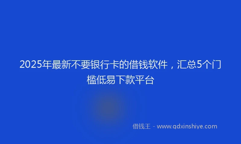 2025年最新不要银行卡的借钱软件，汇总5个门槛低易下款平台