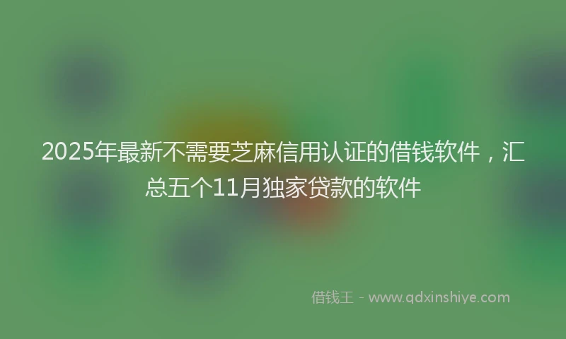 2025年最新不需要芝麻信用认证的借钱软件，汇总五个11月独家贷款的软件