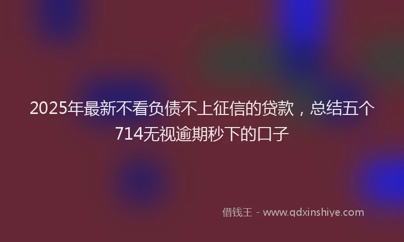 2025年最新不看负债不上征信的贷款，总结五个714无视逾期秒下的口子
