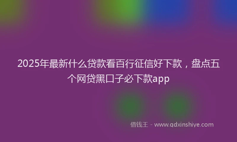 2025年最新什么贷款看百行征信好下款，盘点五个网贷黑口子必下款app