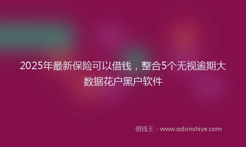 2025年最新保险可以借钱，整合5个无视逾期大数据花户黑户软件
