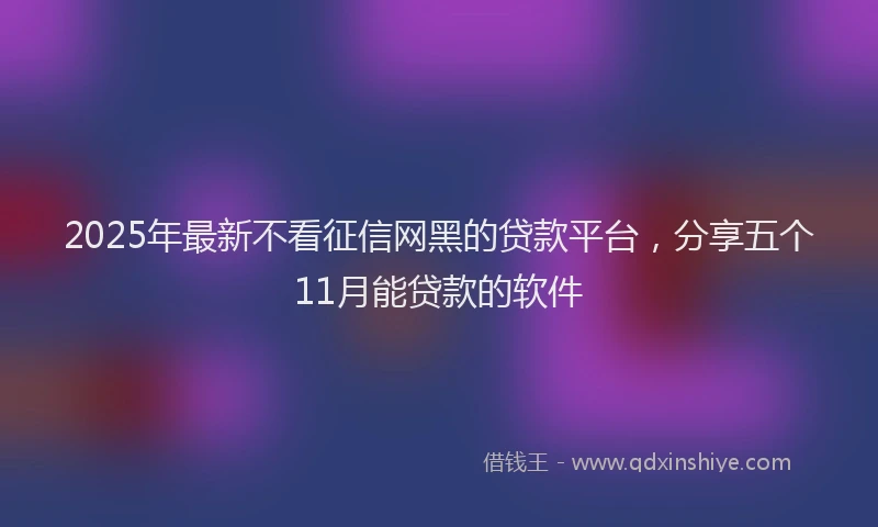 2025年最新不看征信网黑的贷款平台，分享五个11月能贷款的软件
