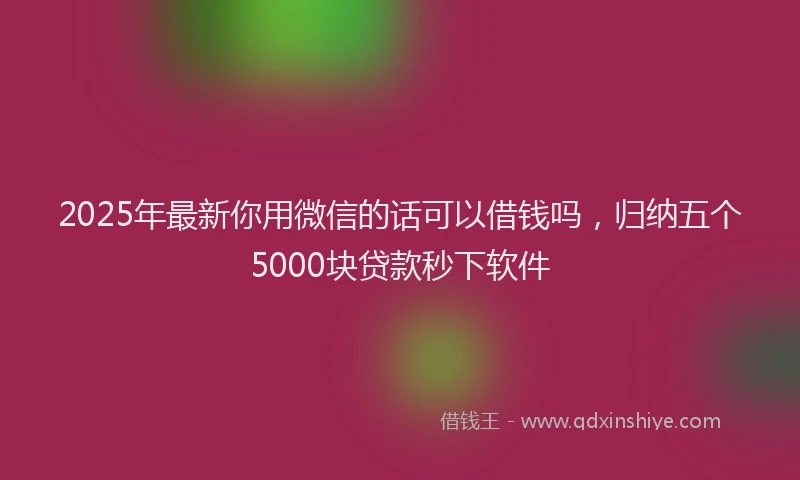 2025年最新你用微信的话可以借钱吗，归纳五个5000块贷款秒下软件