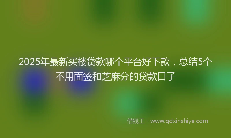 2025年最新买楼贷款哪个平台好下款，总结5个不用面签和芝麻分的贷款口子