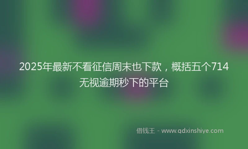 2025年最新不看征信周末也下款，概括五个714无视逾期秒下的平台