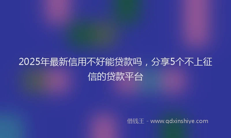 2025年最新信用不好能贷款吗，分享5个不上征信的贷款平台