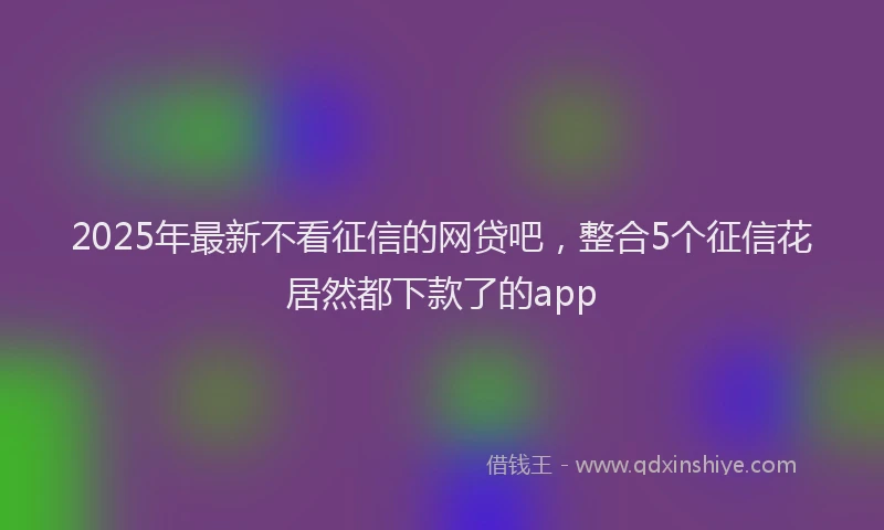 2025年最新不看征信的网贷吧，整合5个征信花居然都下款了的app