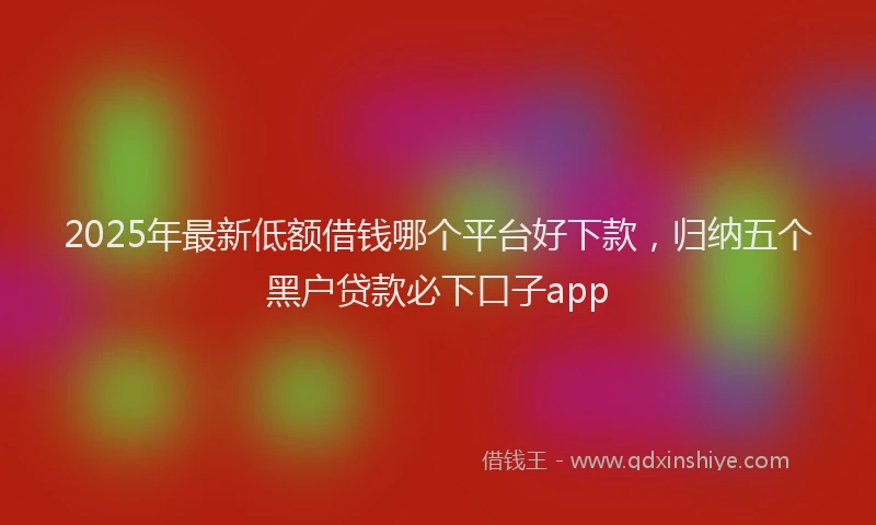 2025年最新低额借钱哪个平台好下款，归纳五个黑户贷款必下口子app
