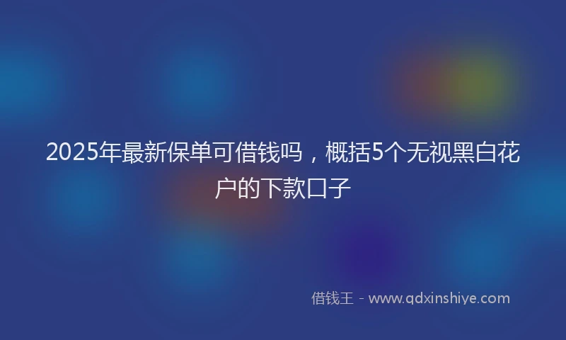 2025年最新保单可借钱吗，概括5个无视黑白花户的下款口子