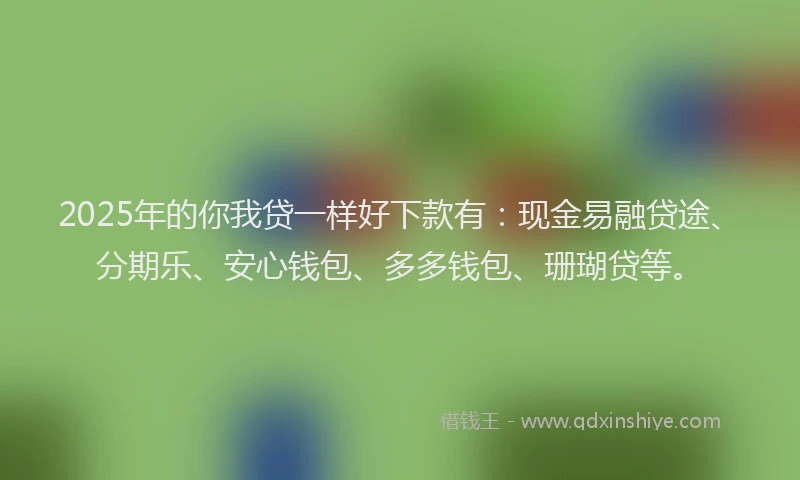 2025年的你我贷一样好下款有：现金易融贷途、分期乐、安心钱包、多多钱包、珊瑚贷等。