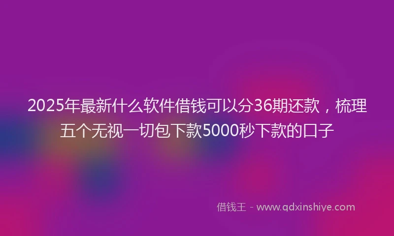2025年最新什么软件借钱可以分36期还款，梳理五个无视一切包下款5000秒下款的口子