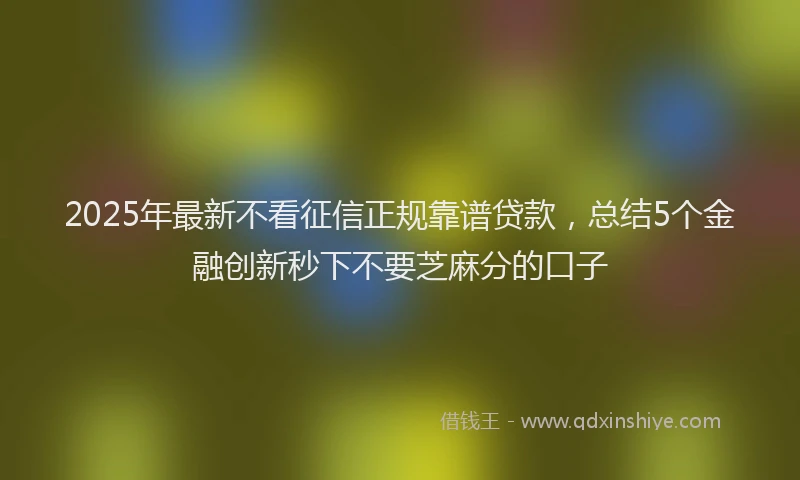 2025年最新不看征信正规靠谱贷款，总结5个金融创新秒下不要芝麻分的口子