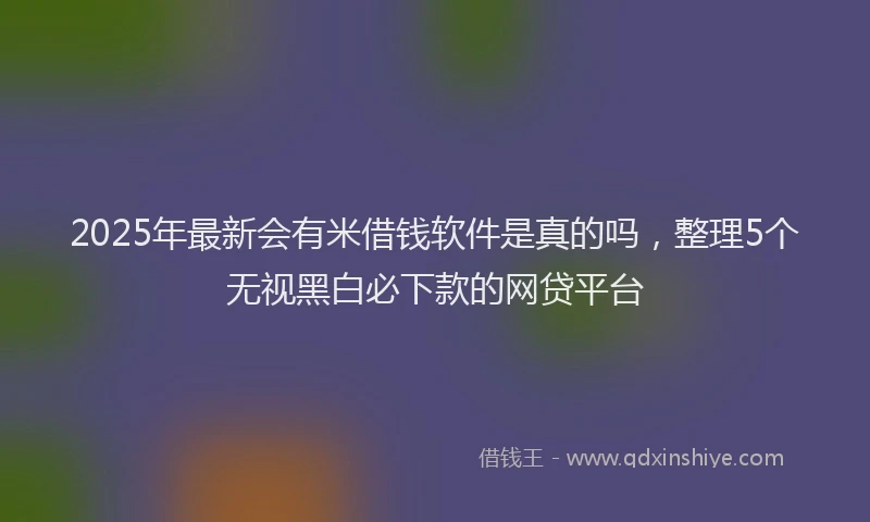 2025年最新会有米借钱软件是真的吗，整理5个无视黑白必下款的网贷平台
