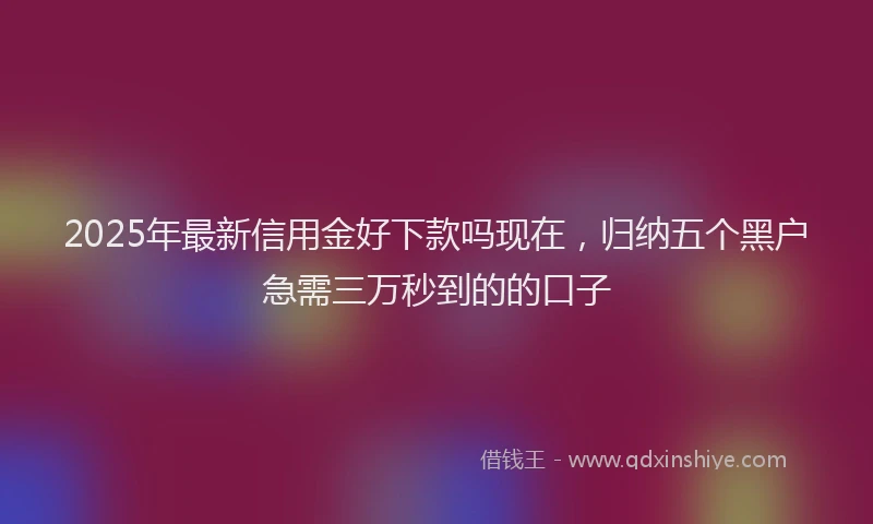 2025年最新信用金好下款吗现在，归纳五个黑户急需三万秒到的的口子