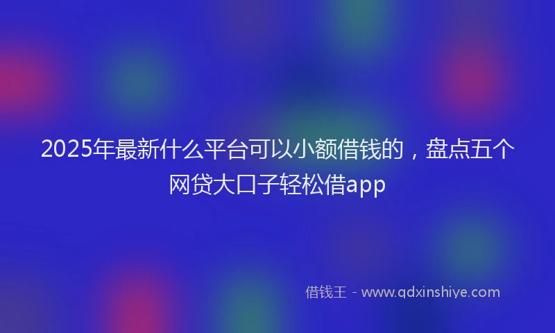2025年最新什么平台可以小额借钱的，盘点五个网贷大口子轻松借app