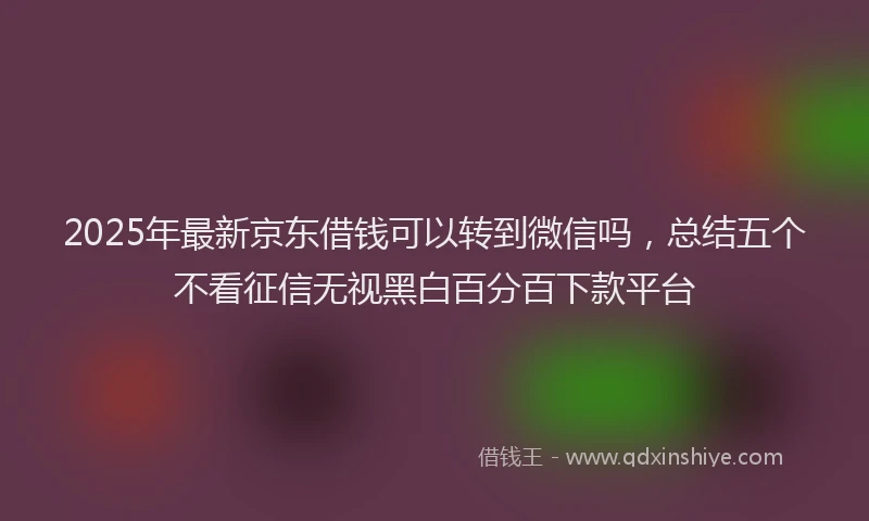 2025年最新京东借钱可以转到微信吗，总结五个不看征信无视黑白百分百下款平台