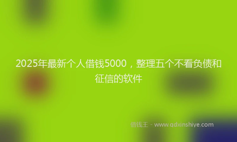 2025年最新个人借钱5000，整理五个不看负债和征信的软件