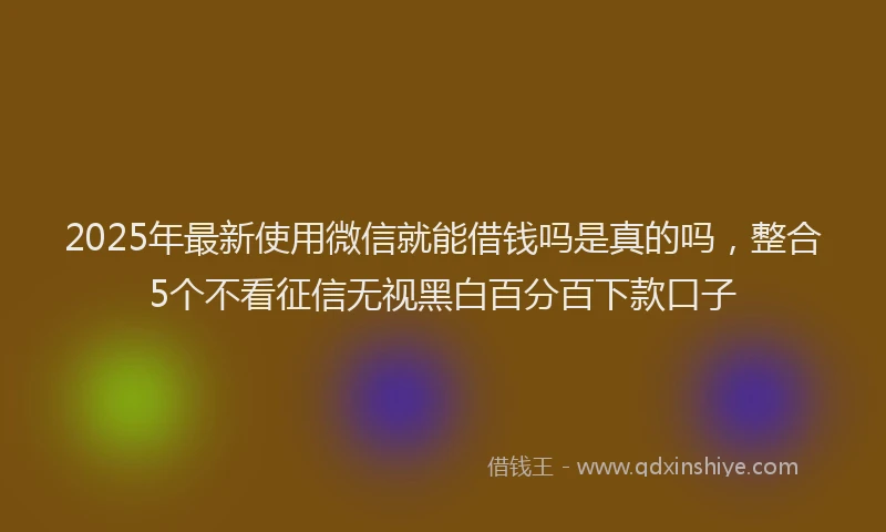 2025年最新使用微信就能借钱吗是真的吗，整合5个不看征信无视黑白百分百下款口子