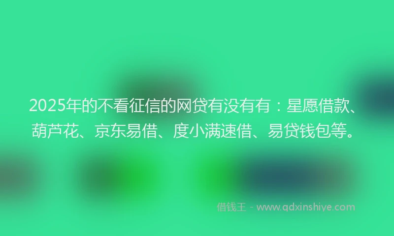 2025年的不看征信的网贷有没有有：星愿借款、葫芦花、京东易借、度小满速借、易贷钱包等。