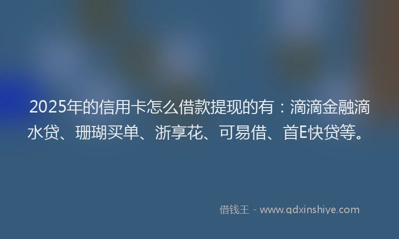 2025年的信用卡怎么借款提现的有：滴滴金融滴水贷、珊瑚买单、浙享花、可易借、首E快贷等。
