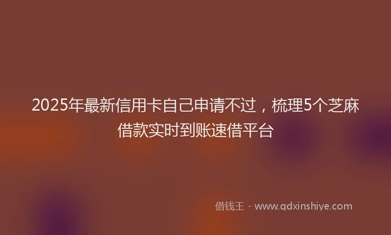 2025年最新信用卡自己申请不过，梳理5个芝麻借款实时到账速借平台