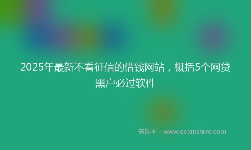 2025年最新不看征信的借钱网站，概括5个网贷黑户必过软件