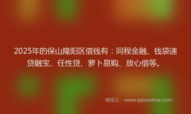 2025年的保山隆阳区借钱有：同程金融、钱袋速贷融宝、任性贷、萝卜易购、放心借等。