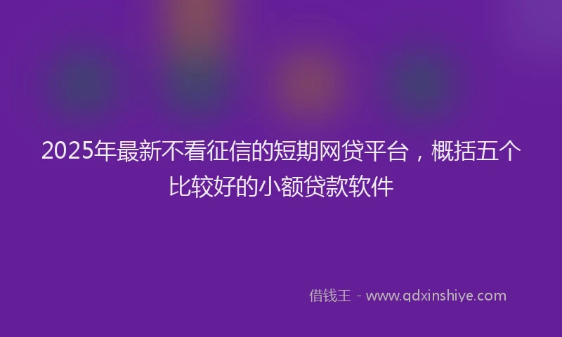 2025年最新不看征信的短期网贷平台，概括五个比较好的小额贷款软件