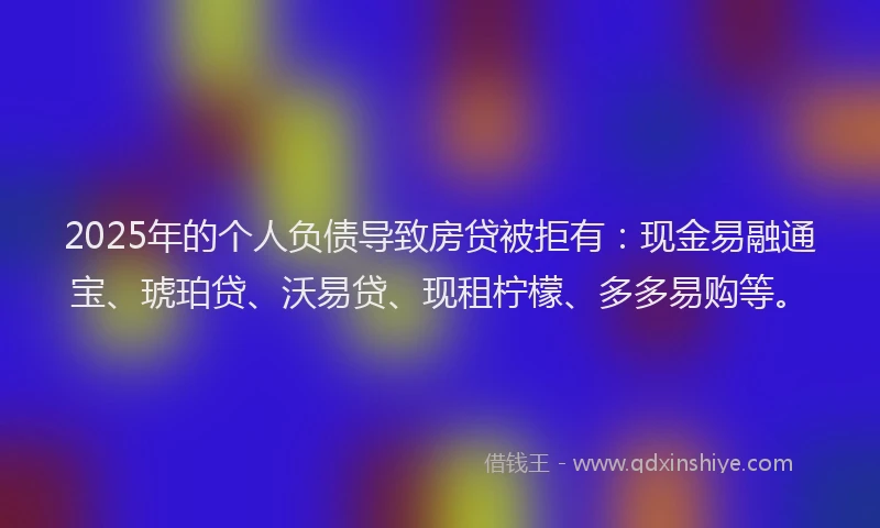 2025年的个人负债导致房贷被拒有：现金易融通宝、琥珀贷、沃易贷、现租柠檬、多多易购等。