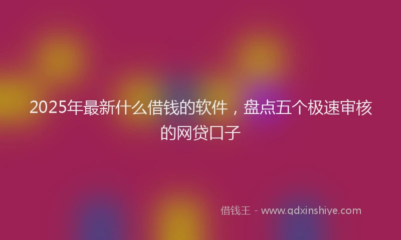 2025年最新什么借钱的软件，盘点五个极速审核的网贷口子