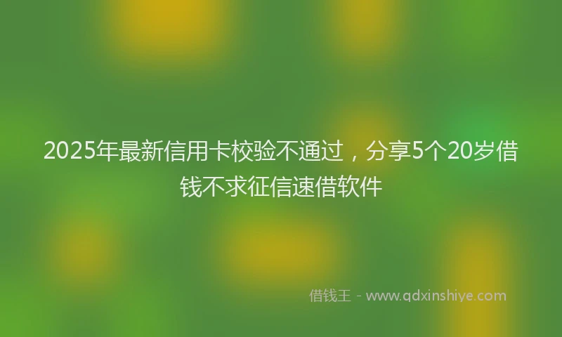 2025年最新信用卡校验不通过，分享5个20岁借钱不求征信速借软件