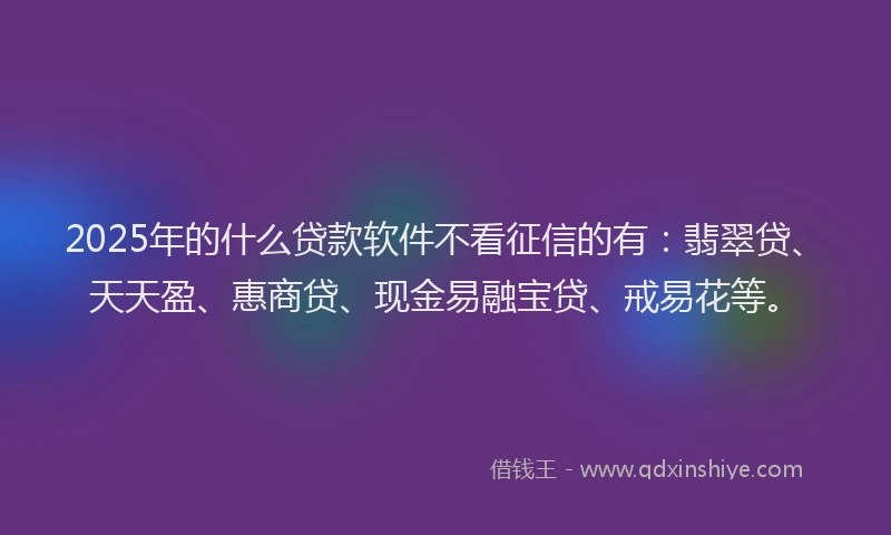 2025年的什么贷款软件不看征信的有：翡翠贷、天天盈、惠商贷、现金易融宝贷、戒易花等。
