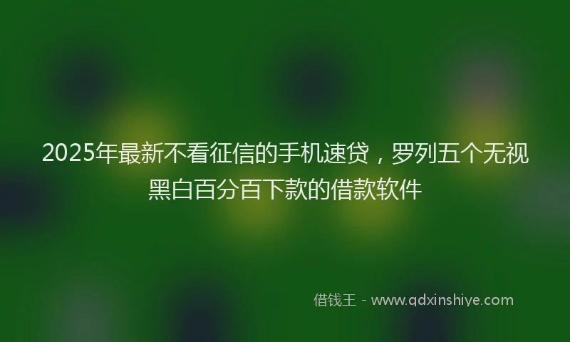 2025年最新不看征信的手机速贷，罗列五个无视黑白百分百下款的借款软件