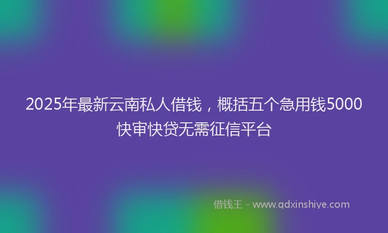 2025年最新云南私人借钱，概括五个急用钱5000快审快贷无需征信平台