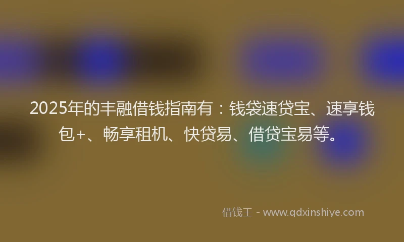 2025年的丰融借钱指南有：钱袋速贷宝、速享钱包+、畅享租机、快贷易、借贷宝易等。