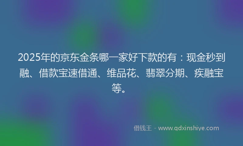 2025年的京东金条哪一家好下款的有：现金秒到融、借款宝速借通、维品花、翡翠分期、疾融宝等。