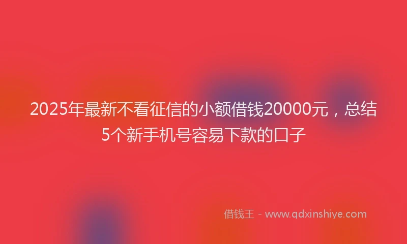 2025年最新不看征信的小额借钱20000元，总结5个新手机号容易下款的口子