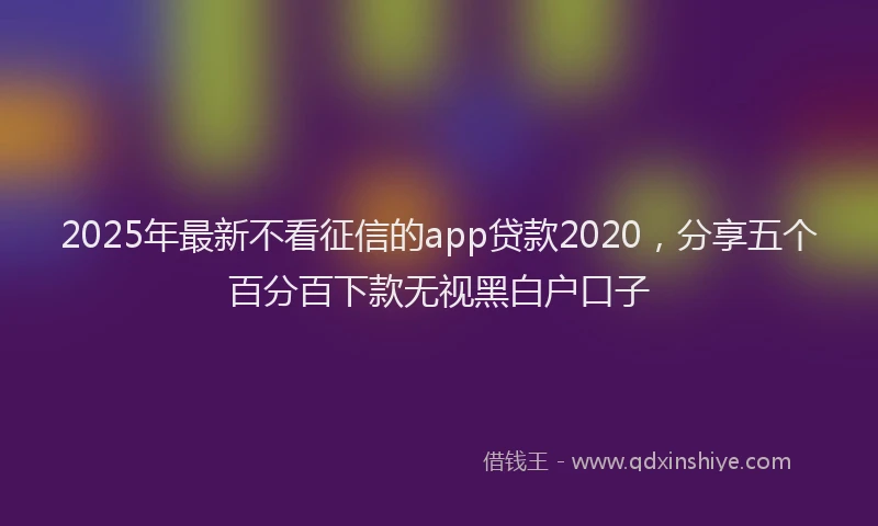2025年最新不看征信的app贷款2020，分享五个百分百下款无视黑白户口子