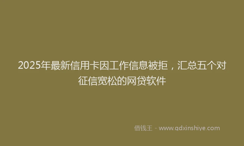 2025年最新信用卡因工作信息被拒，汇总五个对征信宽松的网贷软件