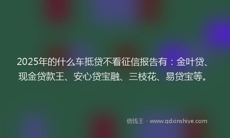 2025年的什么车抵贷不看征信报告有：金叶贷、现金贷款王、安心贷宝融、三枝花、易贷宝等。